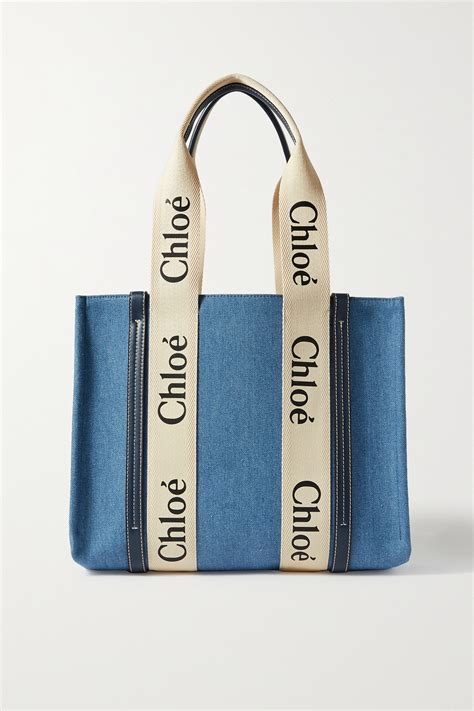 chloe woody tote denim.